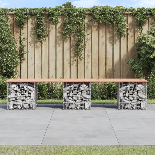 Banco jardim design gabião 203x44x42 cm madeira douglas maciça