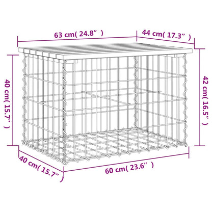 Banco jardim design gabião 63x44x42 cm madeira douglas maciça