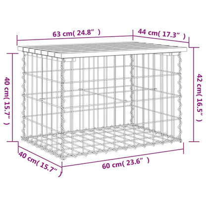Banco de jardim c/ design gabião 63x44x42 cm pinho impregnado