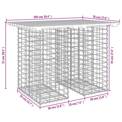 Banco jardim design gabião 100x70x72 cm madeira douglas maciça