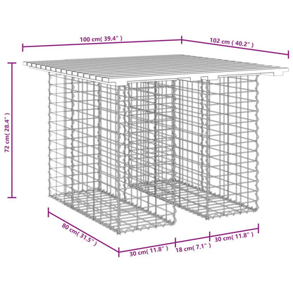 Banco jardim design gabião 100x102x72 cm madeira douglas maciça