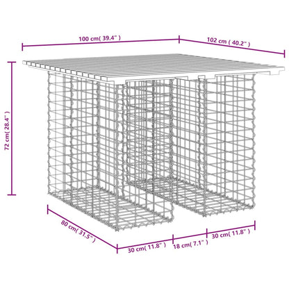 Banco de jardim c/ design gabião 100x102x72 cm pinho impregnado
