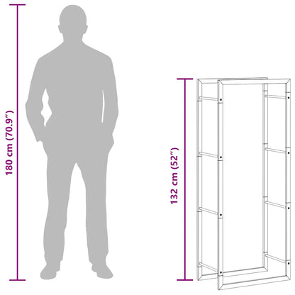 Suporte para lenha 50x28x132 cm aço inoxidável