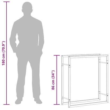 Suporte para lenha 80x28x86 cm aço inoxidável