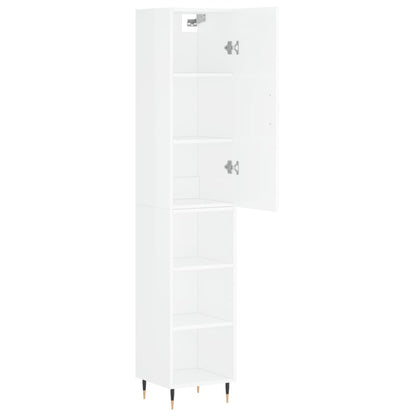 Armário alto 34,5x34x180 cm madeira processada branco brilhante