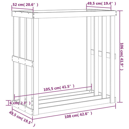 Suporte de lenha p/ exterior 108x52x106 cm pinho maciço branco