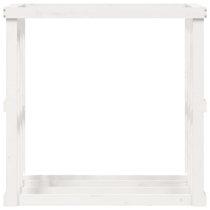 Suporte de lenha p/ exterior 108x52x106 cm pinho maciço branco
