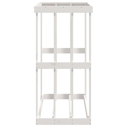 Suporte de lenha p/ exterior 108x52x106 cm pinho maciço branco