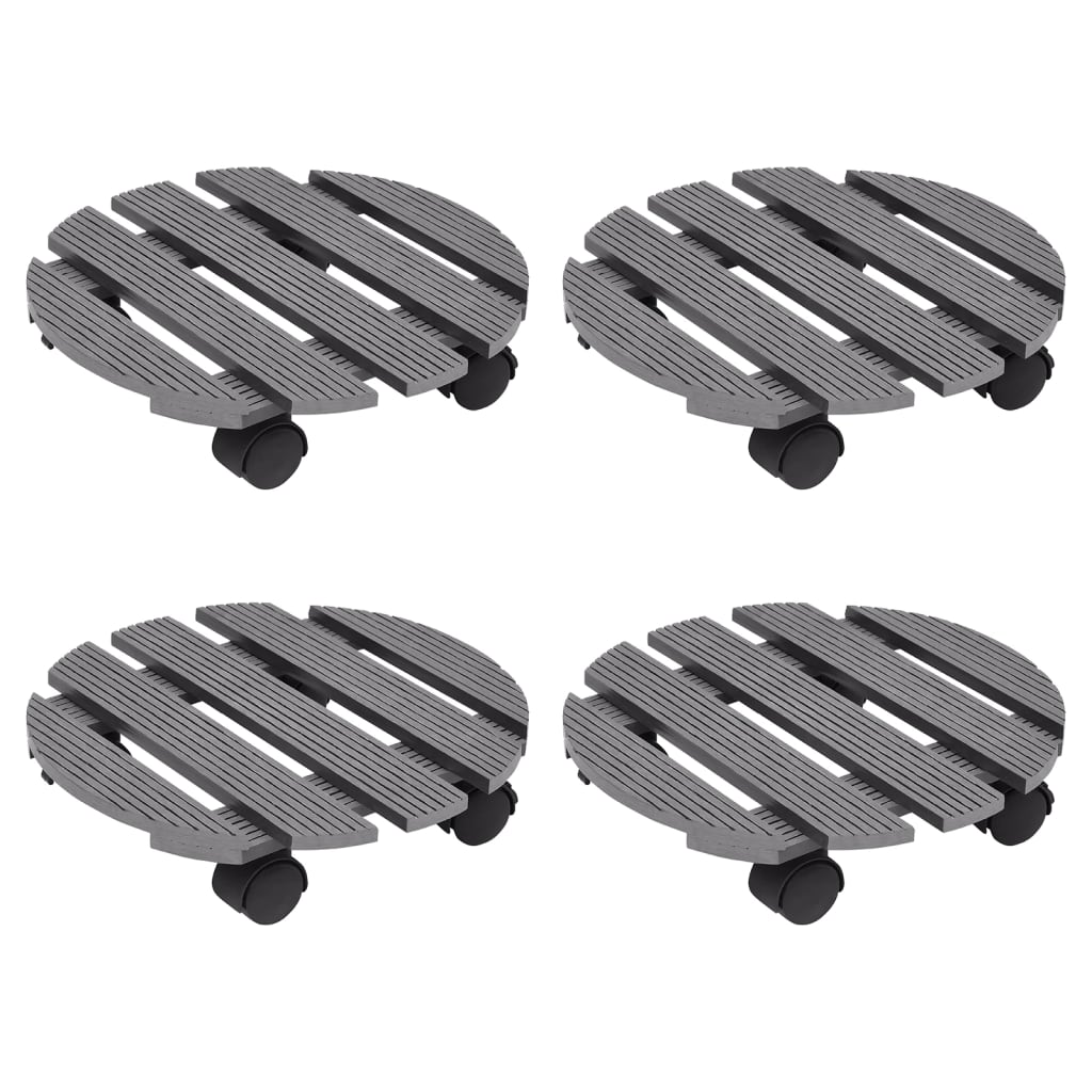 Carrinhos para vasos 4 pcs Ø30x7,5 cm WPC cinzento