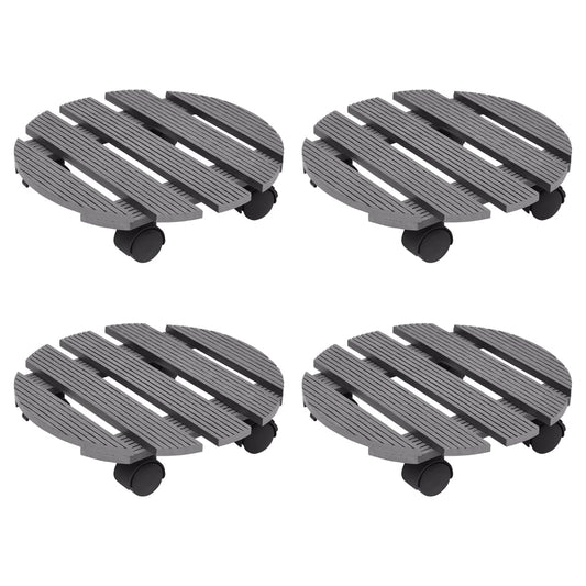Carrinhos para vasos 4 pcs Ø30x7,5 cm WPC cinzento