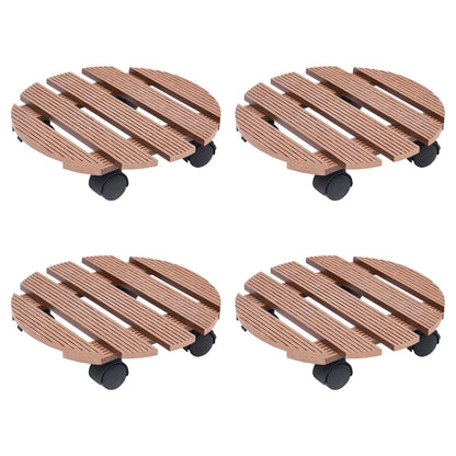 Carrinhos para vasos de plantas 4 pcs Ø30x7,5 cm WPC castanho