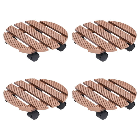 Carrinhos para vasos de plantas 4 pcs Ø30x7,5 cm WPC castanho