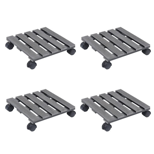 Carrinhos para vasos 4 pcs 30x30x7,5 cm WPC cinzento