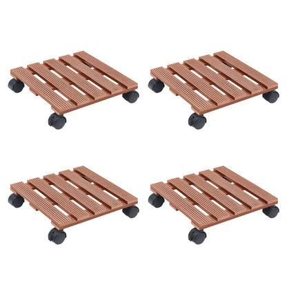 Carrinhos para vasos de plantas 4 pcs 30x30x7,5 cm WPC castanho