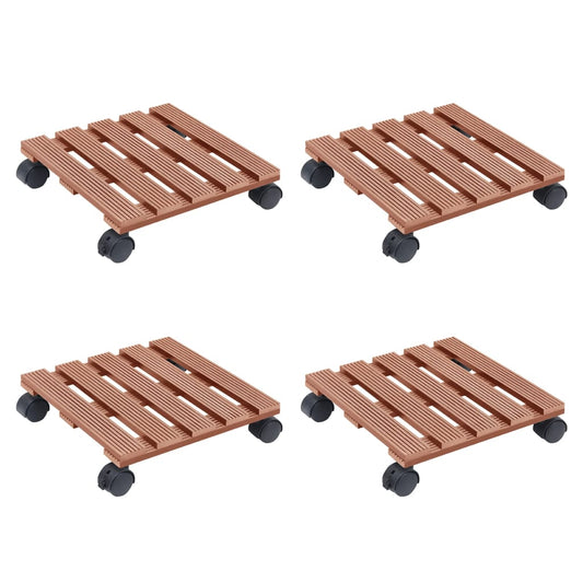 Carrinhos para vasos de plantas 4 pcs 30x30x7,5 cm WPC castanho