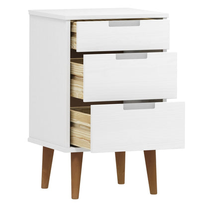 Mesa de cabeceira MOLDE 40x35x65 cm pinho maciço branco