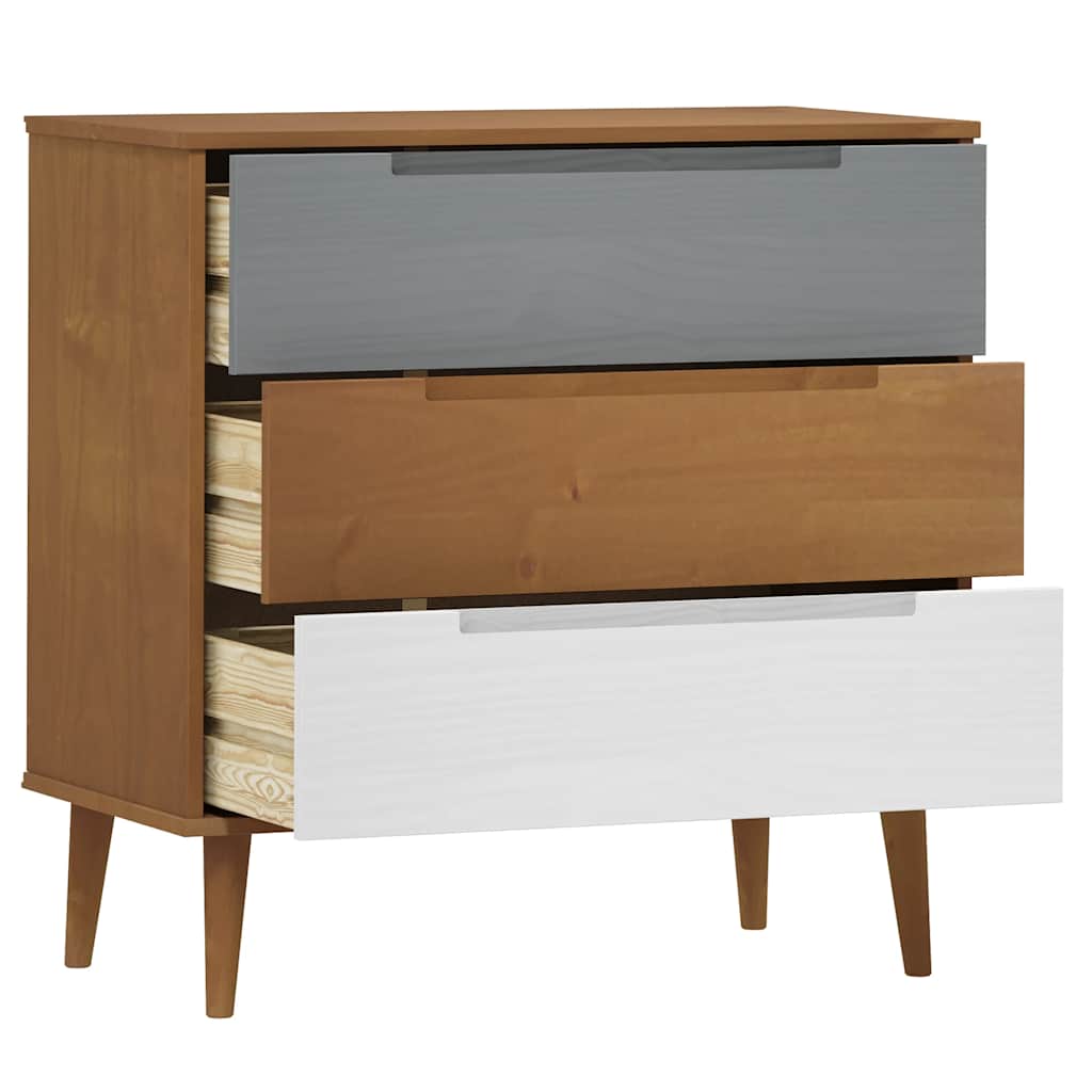 Armário de gavetas MOLDE 80x40x80 cm pinho maciço castanho