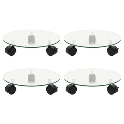 Bases com rodas p/ vasos 4 pcs vidro temperado 28 cm redondo
