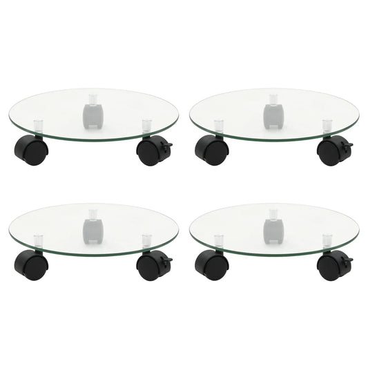 Bases com rodas p/ vasos 4 pcs vidro temperado 28 cm redondo