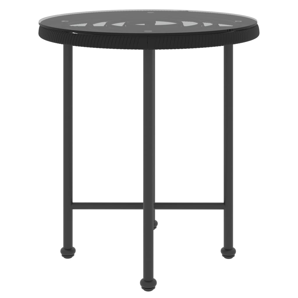 Mesa de jantar Ø50 cm   vidro temperado e aço preto