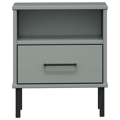 Mesa cabeceira c/ pernas de metal OSLO pinho maciço cinzento