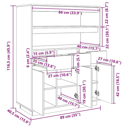 Aparador alto 89x40x116,5 cm pinho maciço castanho-mel