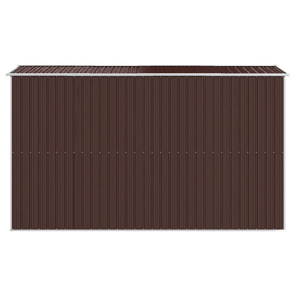 Abrigo de jardim 192x357x223 cm aço galvanizado castanho-escuro