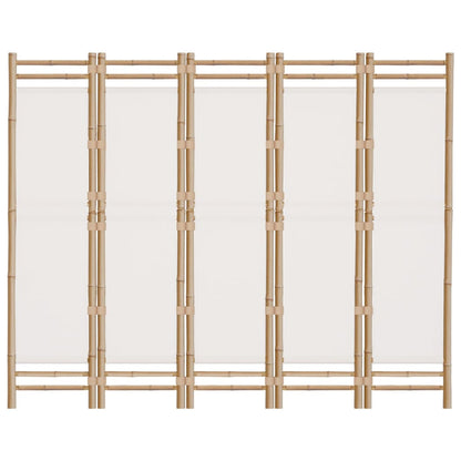 Divisória/biombo com 5 painéis dobráveis 200 cm bambu e lona