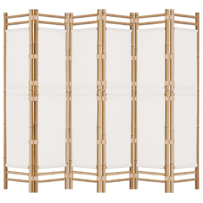 Divisória/biombo com 6 painéis dobráveis 240 cm bambu e lona