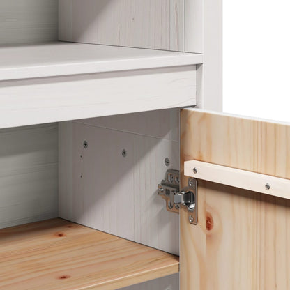 Aparador alto 80x35x154 cm madeira de pinho maciça branco