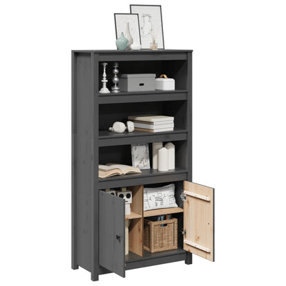 Aparador alto 80x35x154 cm madeira de pinho maciça cinzento