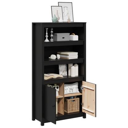 Aparador alto 80x35x154 cm madeira de pinho maciça preto