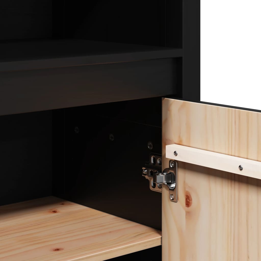 Aparador alto 80x35x154 cm madeira de pinho maciça preto