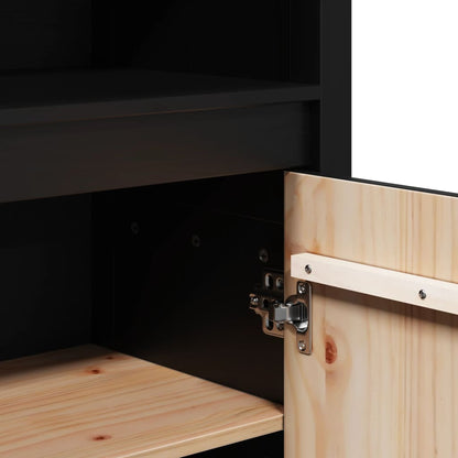 Aparador alto 80x35x154 cm madeira de pinho maciça preto