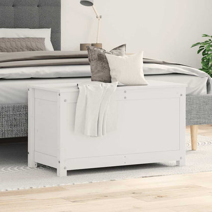 Caixa de arrumação 80x40x45,5 cm madeira de pinho maciça branco