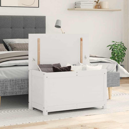 Caixa de arrumação 80x40x45,5 cm madeira de pinho maciça branco