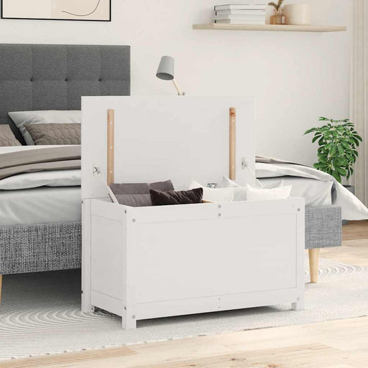 Caixa de arrumação 80x40x45,5 cm madeira de pinho maciça branco