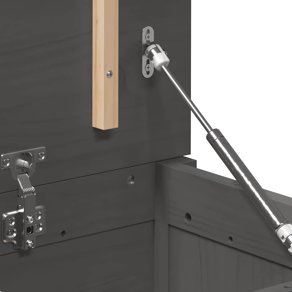 Caixa de arrumação 80x40x45,5 cm madeira de pinho maciça cinza