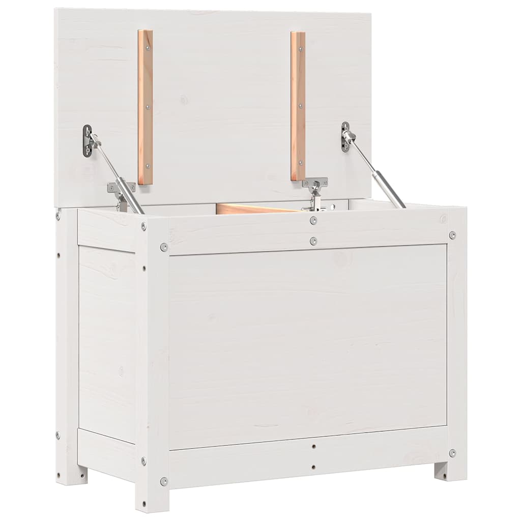 Caixa de arrumação 60x32x45,5 cm madeira de pinho maciça branco
