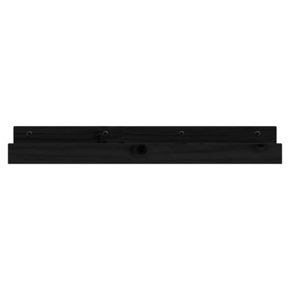 Prateleiras de parede 2 pcs 80x12x9 cm pinho maciço preto