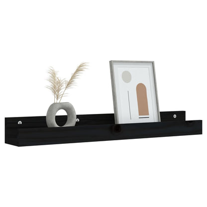 Prateleiras de parede 2 pcs 80x12x9 cm pinho maciço preto