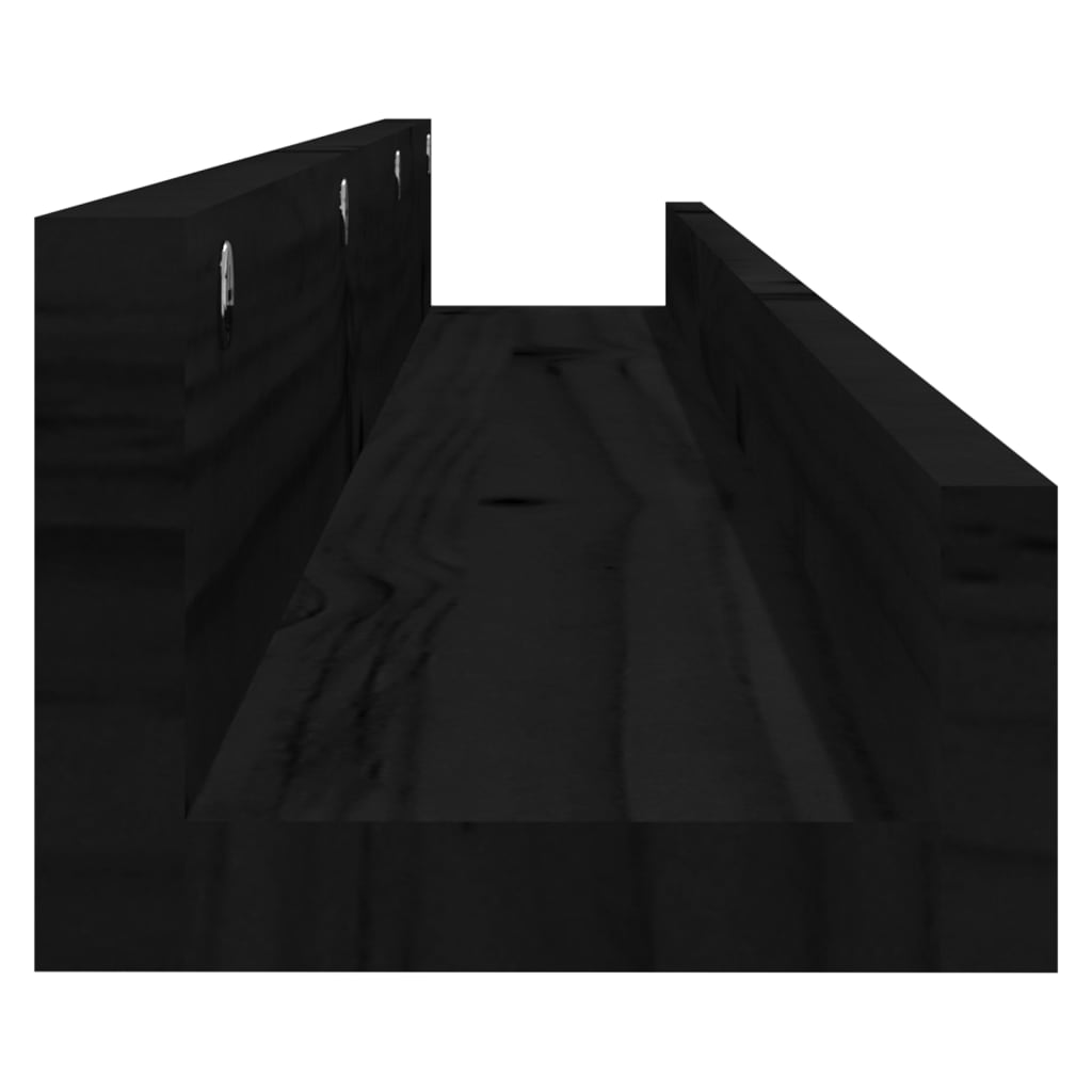 Prateleiras de parede 2 pcs 110x12x9 cm pinho maciço preto