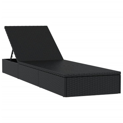 Espreguiçadeira com almofadão preto 201x55x62 cm vime PE