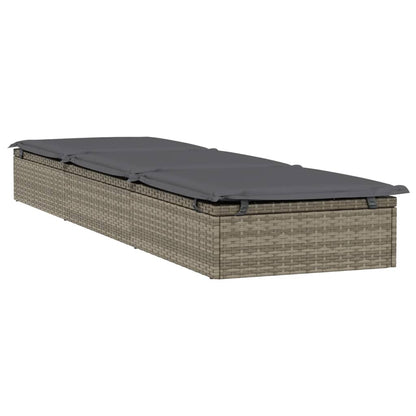 Espreguiçadeira 1 peça com mesa de vime sintético cinza