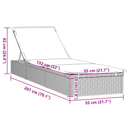 Espreguiçadeira 1 peça com mesa de vime sintético cinza