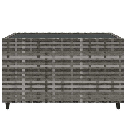 4 pcs conjunto lounge de jardim c/ almofadões vime PE cinzento