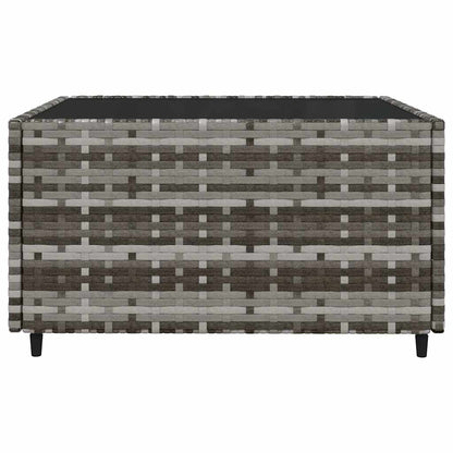3 pcs conjunto lounge de jardim c/ almofadões vime PE cinzento