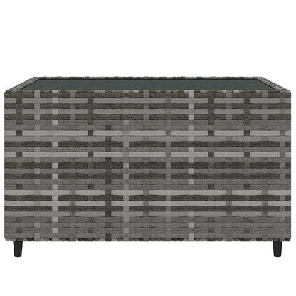 4 pcs conjunto lounge de jardim c/ almofadões vime PE cinzento