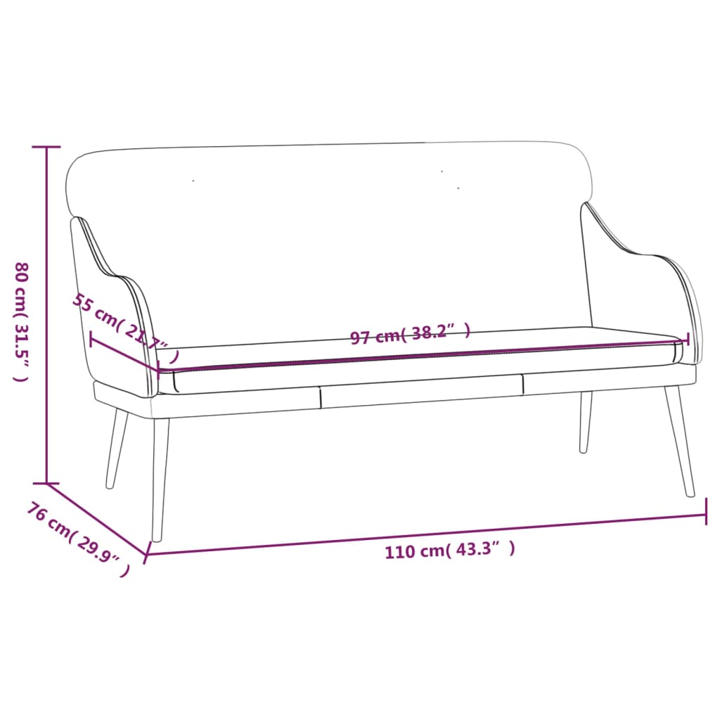 Banco 110x76x80 cm couro artificial preto