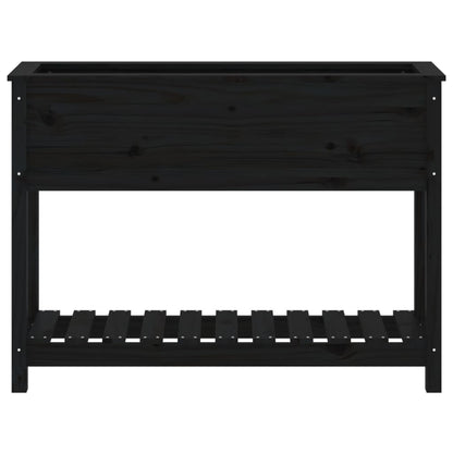 Vaso/floreira com prateleira 111,5x34,5x81cm pinho maciço preto